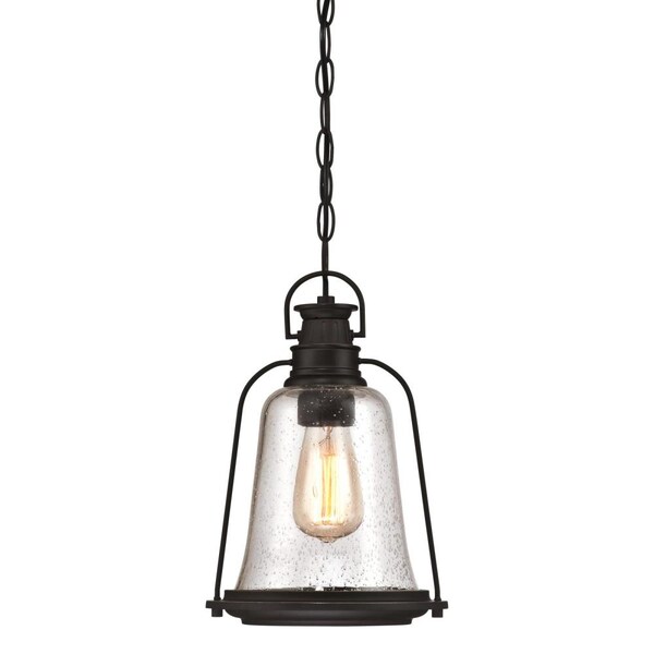 Westinghouse One-Light Outdoor Pendant Brynn ORB Clear Seeded Glass 6339900 - main